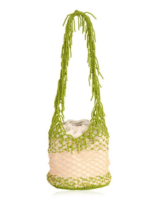 LIKE A BIRD Yellow Festiva And Savia Ivory Beaded Bag