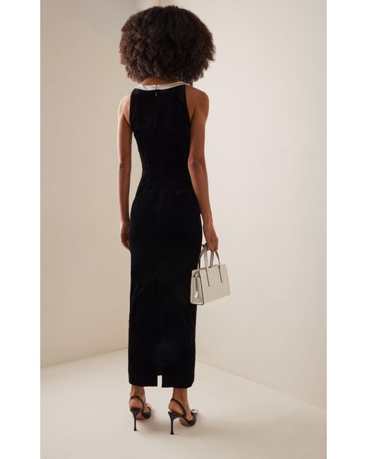 Alessandra Rich Black Bow-detailed Velvet Maxi Dress