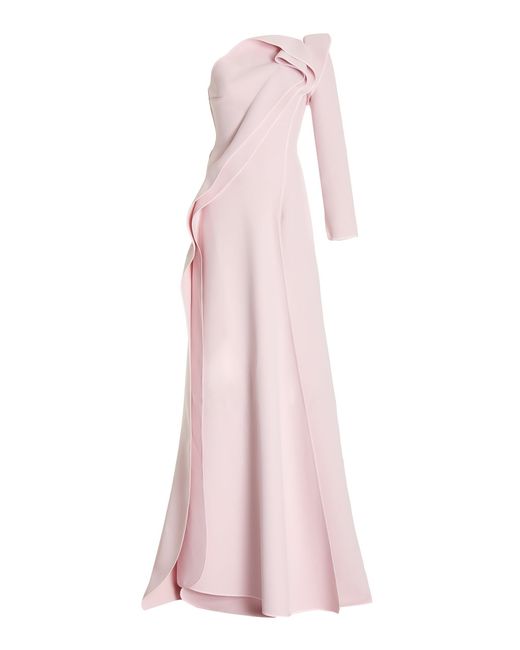 Maticevski Pink Akin Draped One-shoulder Crepe Gown