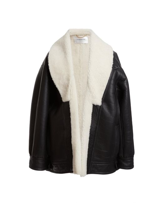 Victoria Beckham Black Shearling-lined Leather Jacket