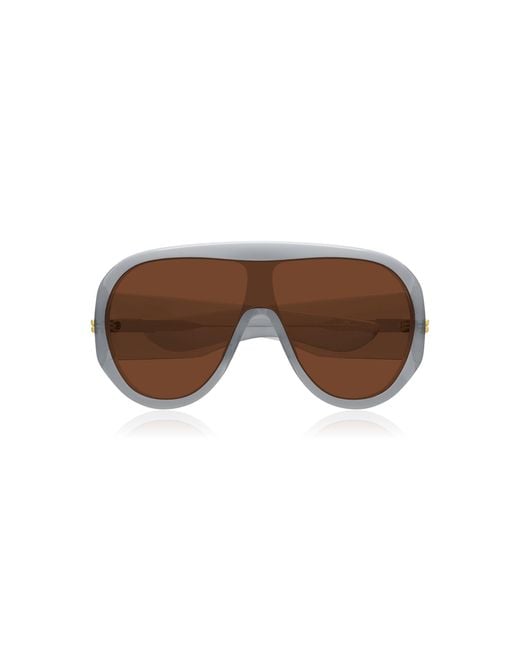 Bottega Veneta Brown Scudo Shield Acetate Sunglasses