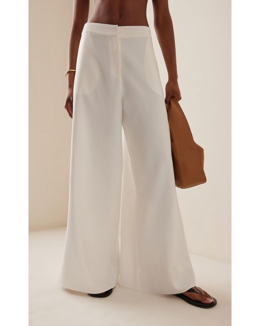 Frankie Shop White Sierra Woven Wide-leg Trousers