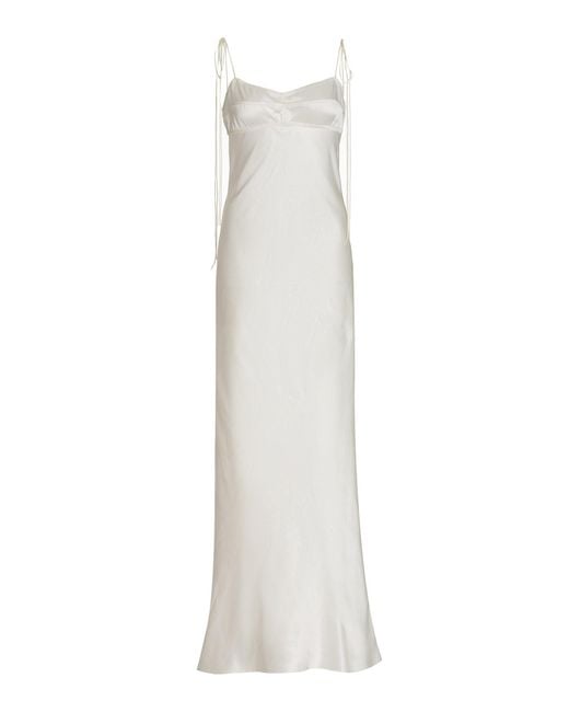 Anna October Paris Open-back Satin Maxi Slip Dress in White | Lyst