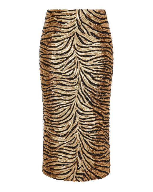 Rachel Gilbert Metallic Maison Crystal-Embellished Midi Skirt