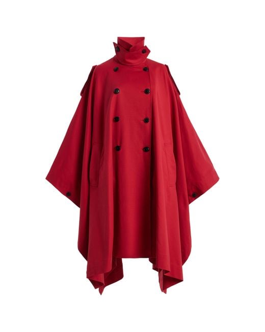 Rohe Red Cotton Cape Trench Coat