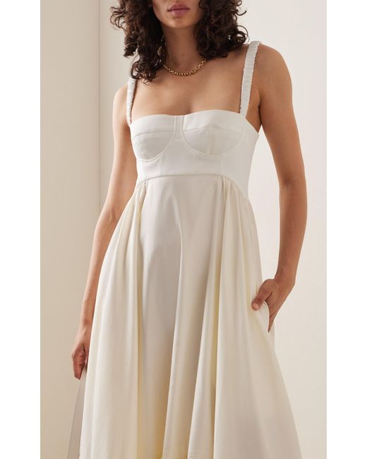 Anna October White Snowdrop Asymmetric Cotton-blend Maxi Dress