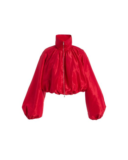 Adam Lippes Red Simone Silk Taffeta Jacket