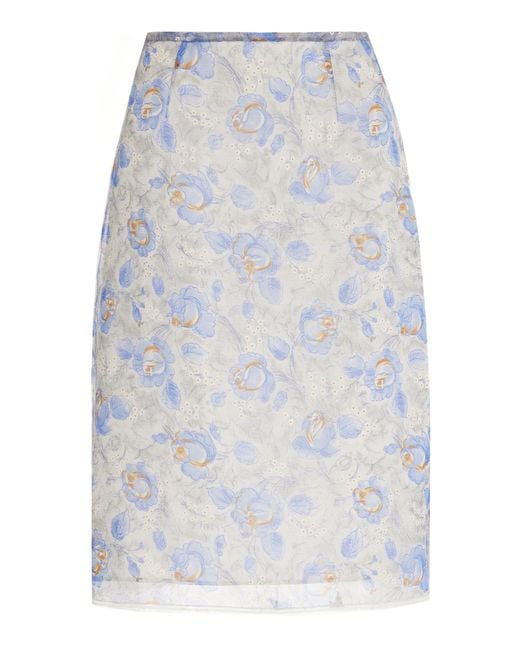 Prada White Peony Nylon Skirt