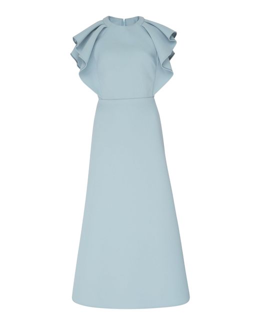 Elie Saab Blue Ruffled Tea Dress