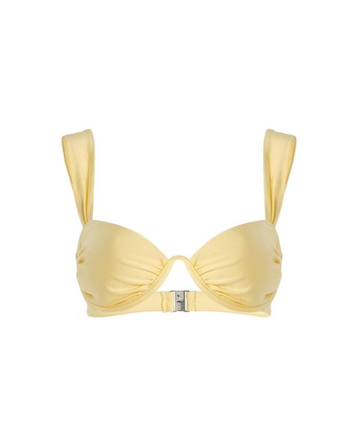 Jonathan Simkhai Yellow Anniston Ruched Bikini Top