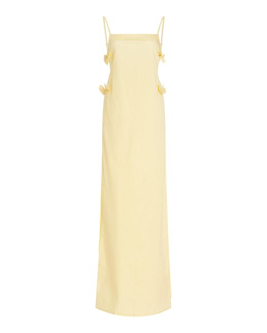 House of Aama White Exclusive Bow-detailed Cotton-blend Maxi Top