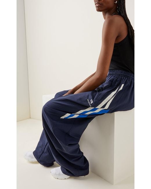 Balenciaga Striped Shell Track Pants in Blue - Lyst