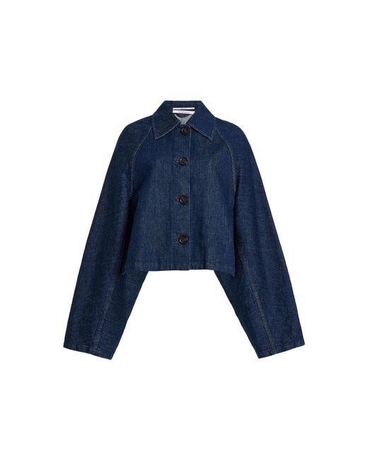 Another Tomorrow Blue Blouson Denim Jacket