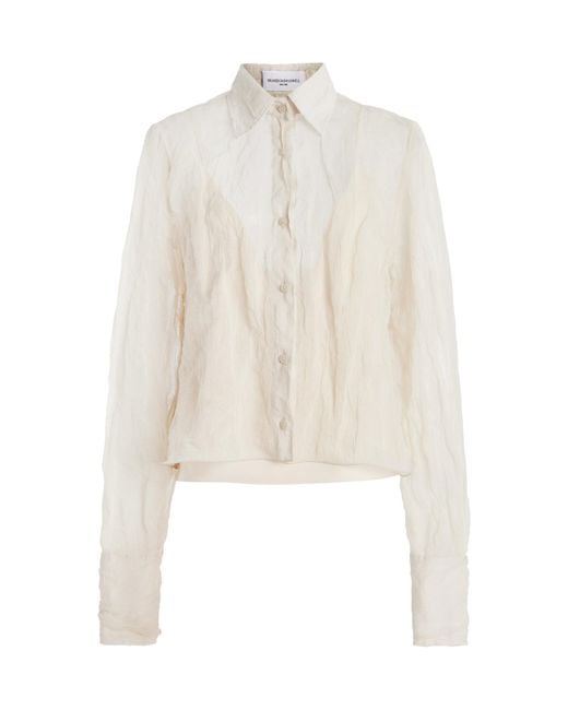 Brandon Maxwell White The Billie Shrunken Metallic Organza Shirt