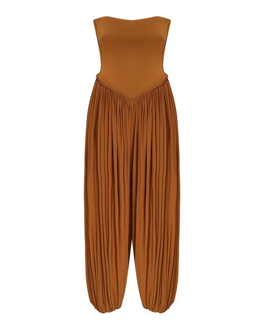 Zimmermann Brown Luna Strapless Jumpsuit