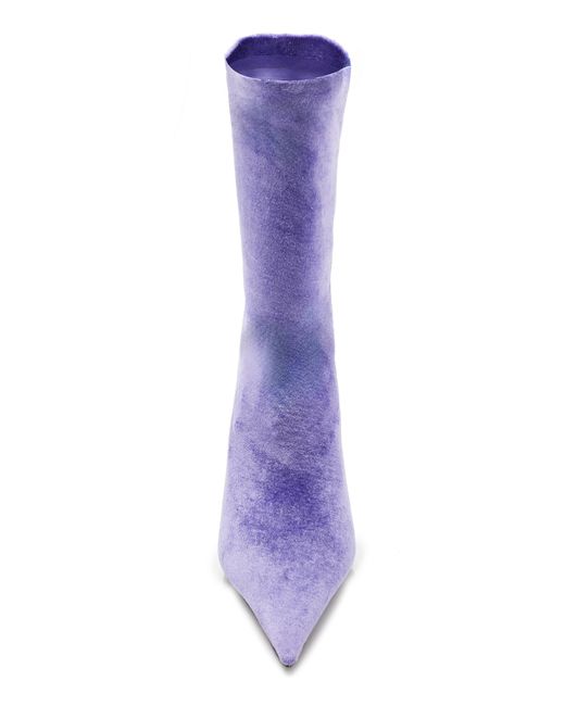 Balenciaga Purple Knife Velvet Sock Boots
