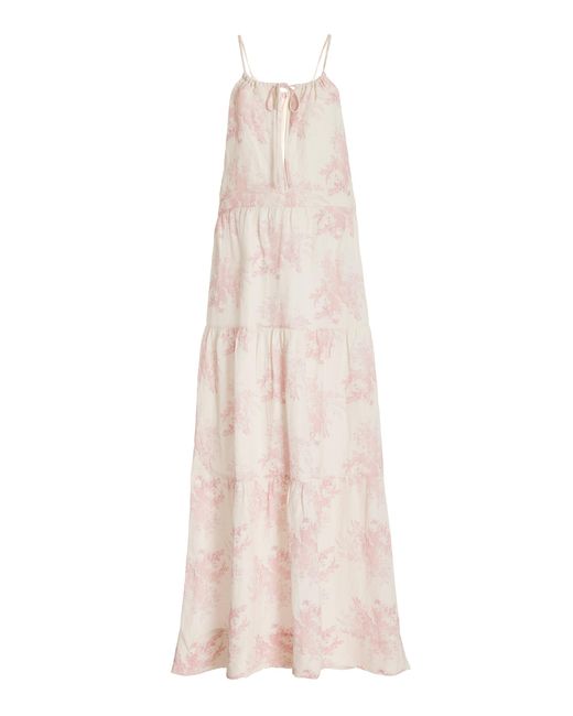 Posse Pink Exclusive Fleur Linen-blend Maxi Dress