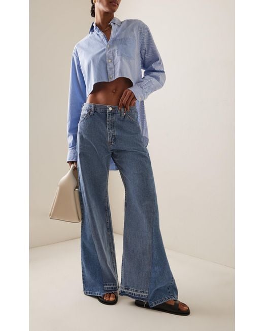 E.L.V. Denim Blue Freya Rigid Low-rise Wide-leg Jeans