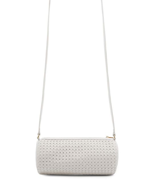 STUDIO AMELIA White Banderas Leather Barrel Bag