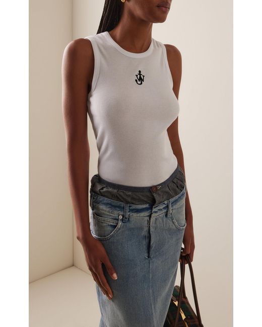 J.W. Anderson White Anchor-embroidered Cotton Vest