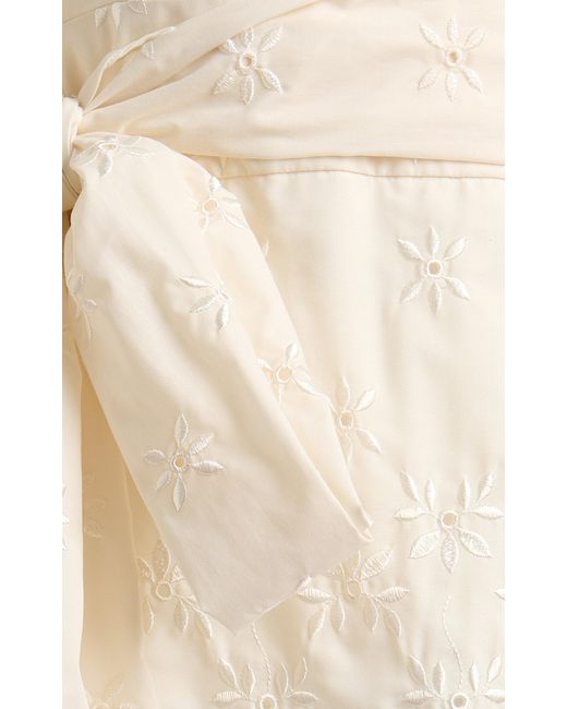 Erdem Natural Exclusive Lowell Convertible Embroidered-silk Top