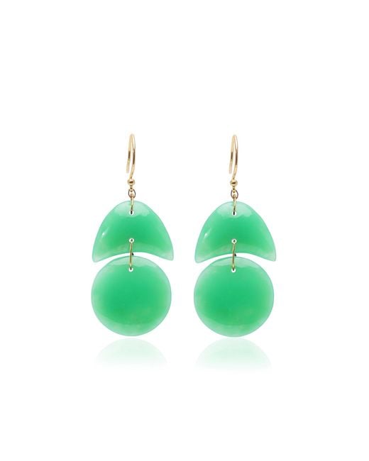 Ten Thousand Things Green Tiny Arps 18k Yellow Gold Chrysoprase Earrings