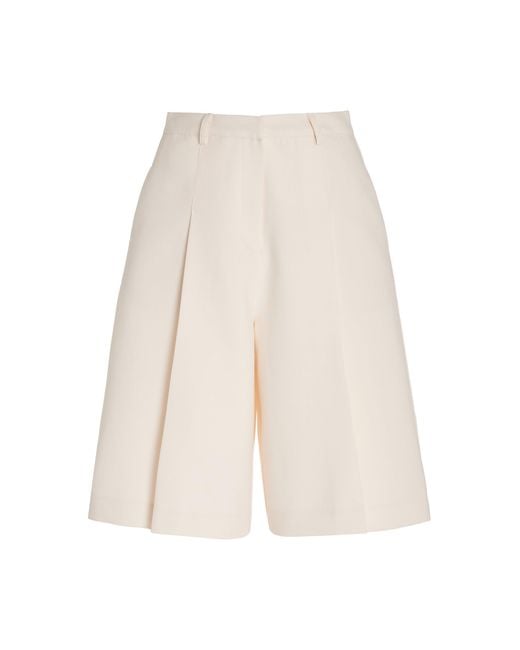 Frankie Shop Natural Exclusive Pleated Suit Shorts
