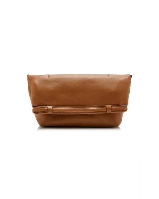 Janessa Leone Brown Small Auden Leather Clutch Bag