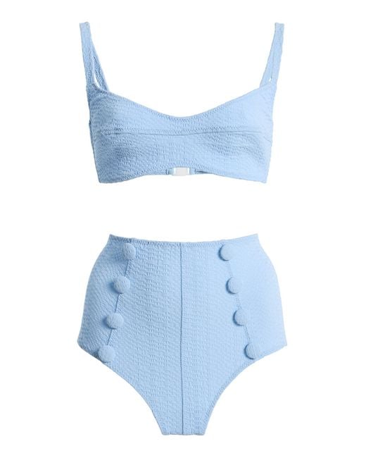 Lisa Marie Fernandez Blue Seersucker Balconette High-waist Bikini