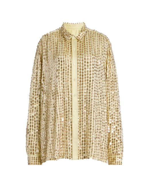 Zankov Natural Gabrielle Embellished Stretch-Silk Top