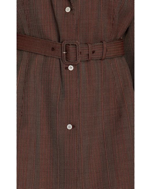 Prada Brown Single-breasted Pinstriped Wool Jacket