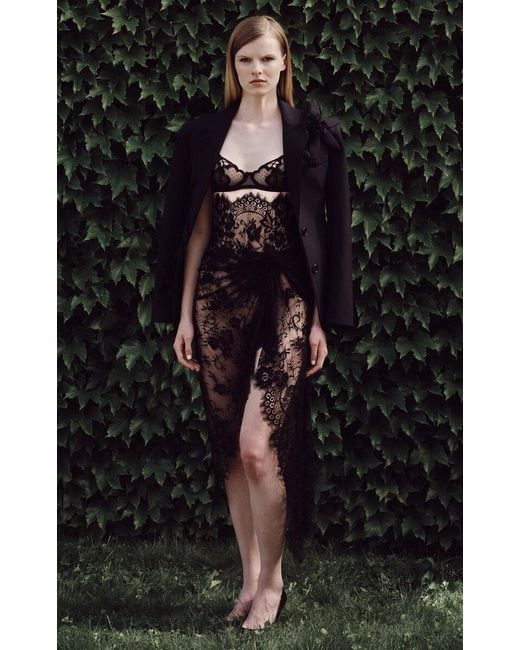 Monse Black Lace Multi-Waistband Corset Midi Skirt