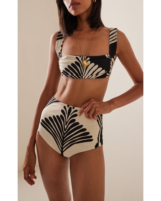 Johanna Ortiz Black Turkana Printed Bikini Top