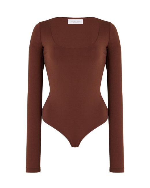 Michael Kors Brown Jersey Scoop-neck Bodysuit