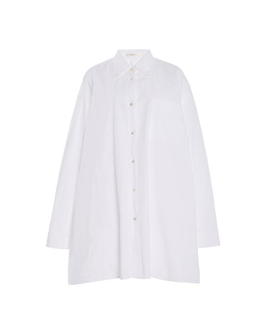 The Row White Victoria Cotton Poplin Long Shirt