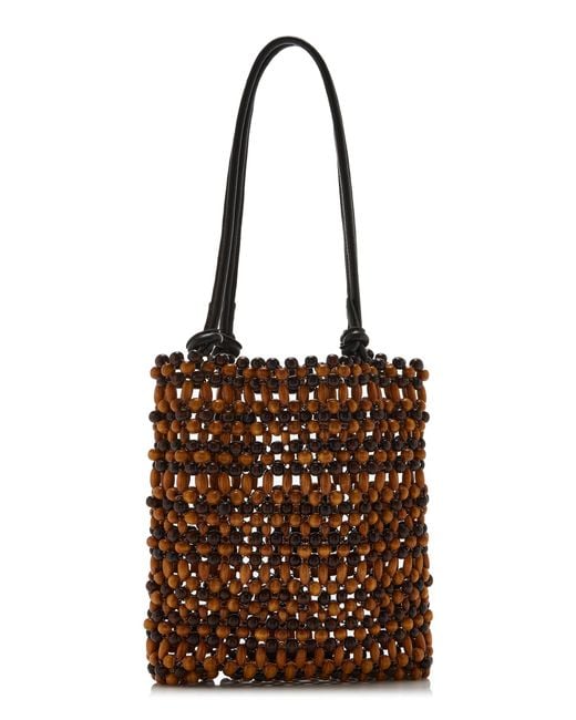Staud Brown Baja Beaded Mini Tote Bag