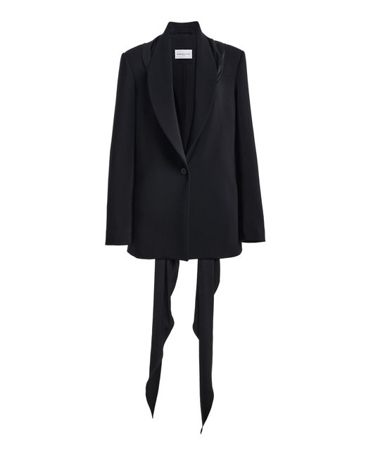Brandon Maxwell Black The Ashlyn Scarf-Detailed Wool-Silk Tailoring Jacket