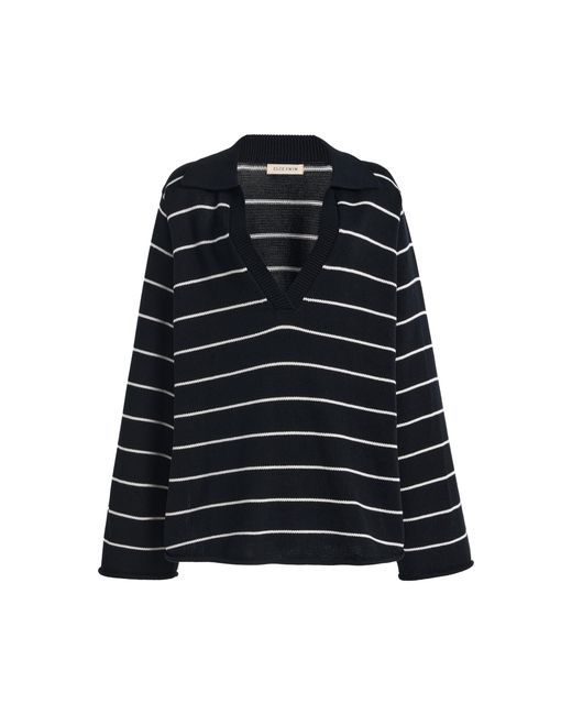ELCE Black Umi Striped Cotton Sweater