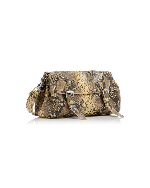 Dries Van Noten Metallic Python-Effect Leather Satchel Bag