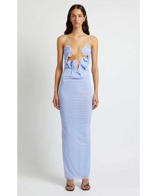 Christopher Esber Blue Venus Molded Jersey Maxi Dress