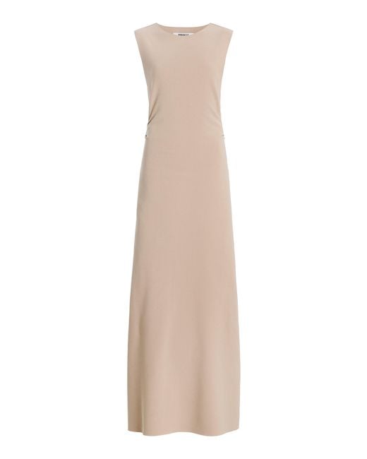 Birrot Natural Lay2 Draped Crepe Midi Dress