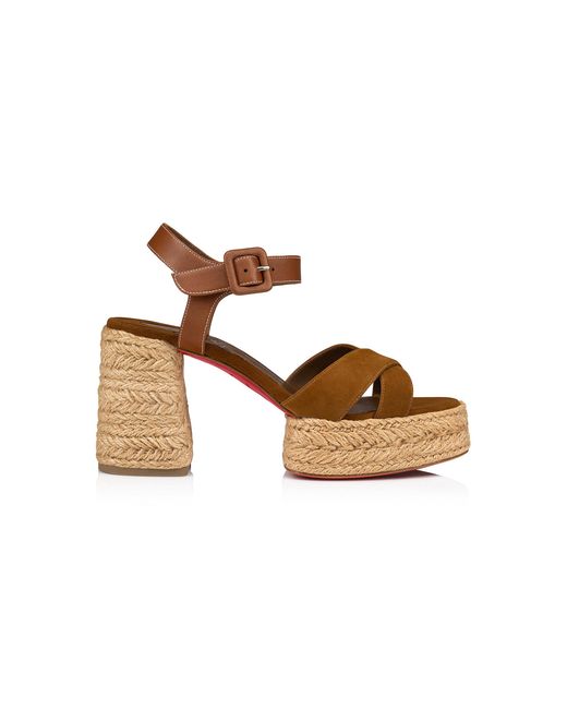 Christian Louboutin Brown Calakala Suede Espadrille Sandals 70