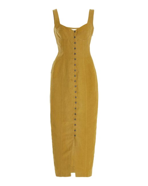 Mara Hoffman Green Angelica -linen Button-front Midi Dress