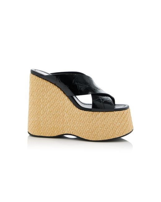 Paris Texas Black Mara Croc-Effect Leather Platform Sandals