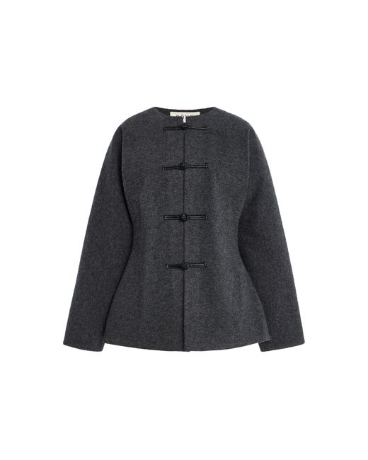 Rohe Black Peplum Wool Cardigan