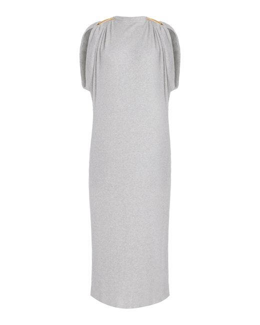 Brandon Maxwell White The Lucy Draped Ribbed Jersey Midi Dress