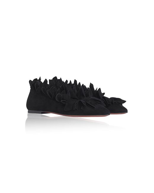 Alaïa Black Leather Petal Ballet Flats