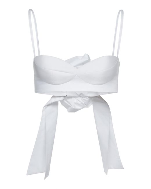 Magda Butrym White Tie-back Cropped Cotton Bra Top