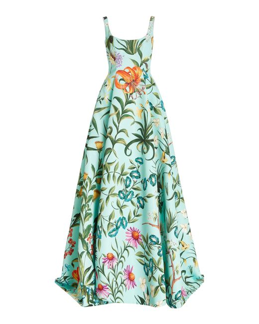 Oscar de la Renta Multicolor Floral Tapestry Gown