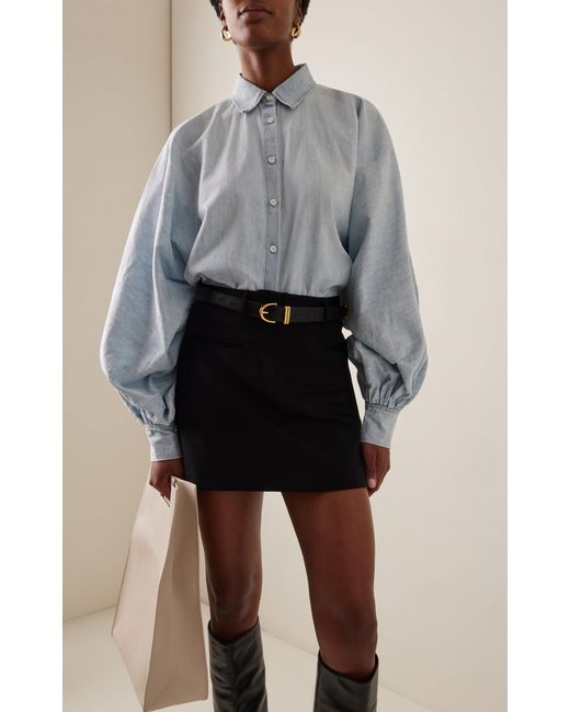 Made In Tomboy Blue Claire Balloon-sleeve Chambray Shirt